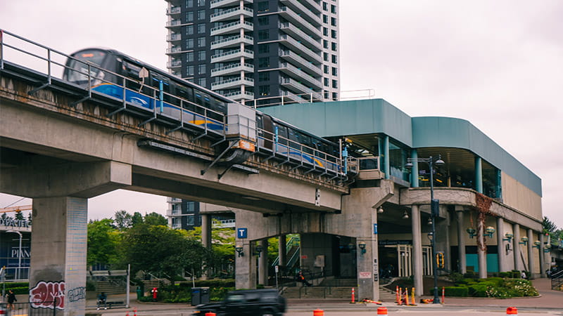 A SkyTrain Arriving at King George SkyTrain Station