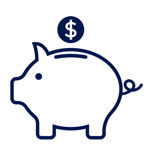 an icon of a piggy bank depicting financial wellbeing.