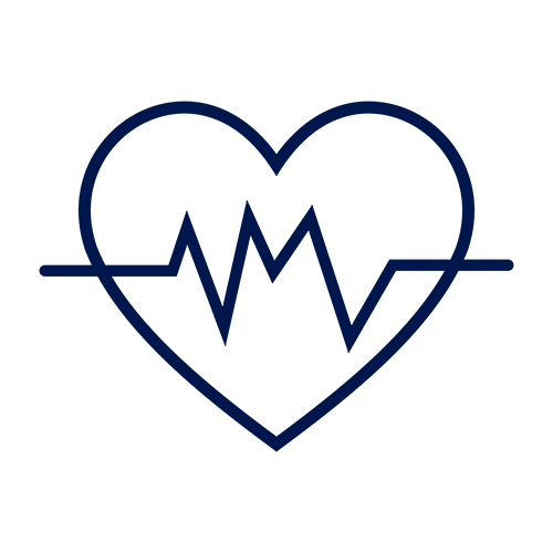 A minimalist heart icon representing health and wellness, emphasizing physical and mental well-being.