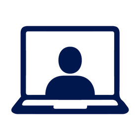 icon of a virtual session happening on a laptop