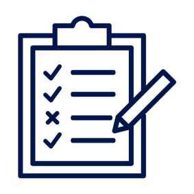 icon of a clipboard with a testing document attached to it