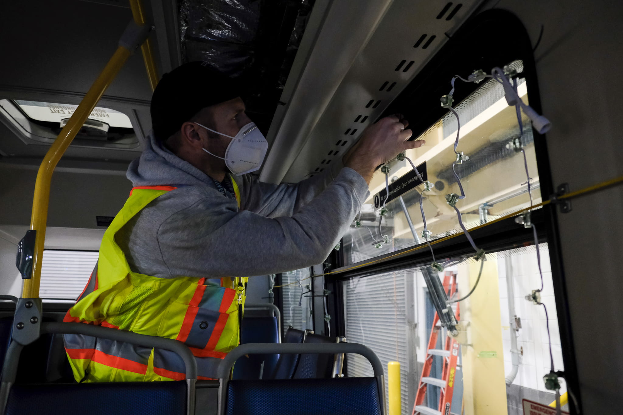 Installing lights on the Reindeer Bus