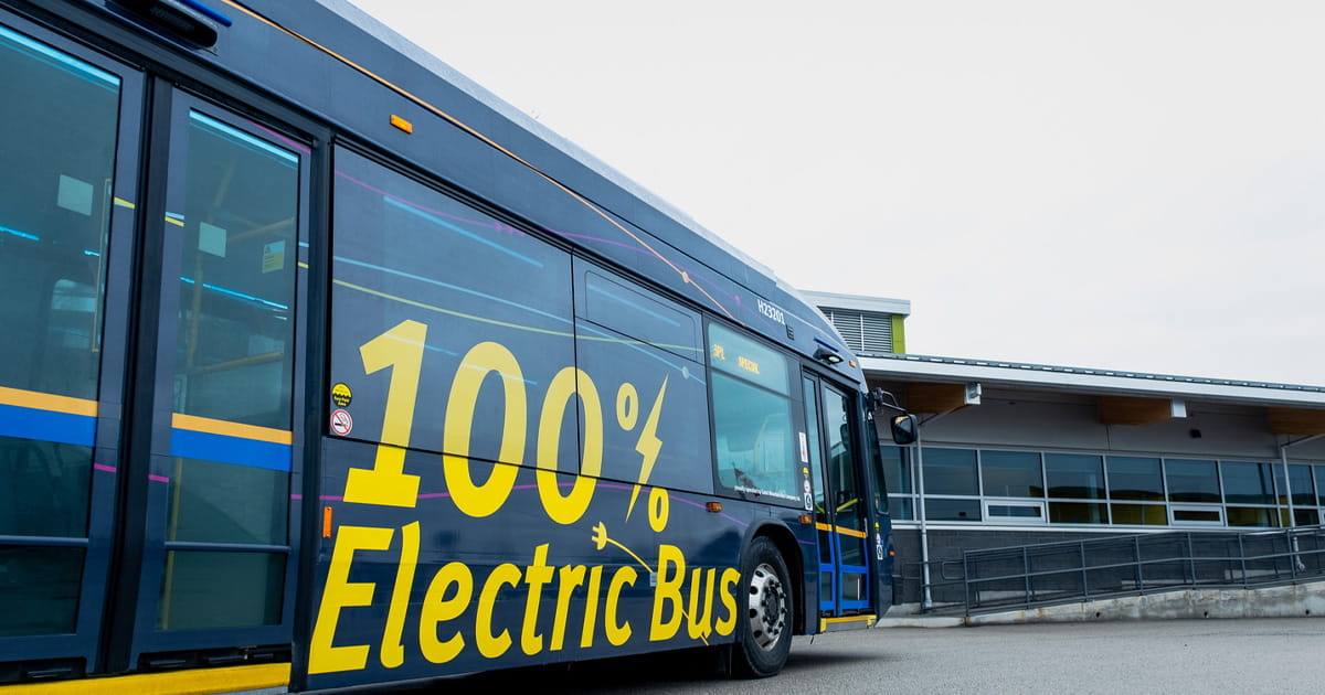 Side view of battery electric bus