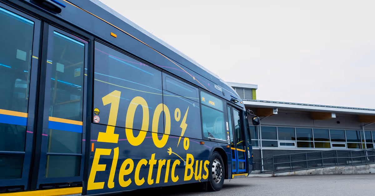 Side view of battery electric bus