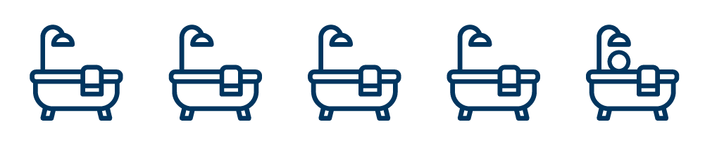 Illustration of five bath tubs