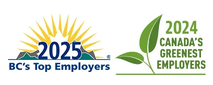 2024 BC Top Employer logo, 2024 Canada's Greenest Employer logo
