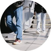 People exiting transit station
