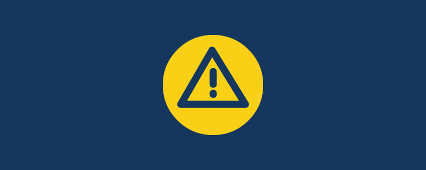 Yellow alert icon on navy blue background