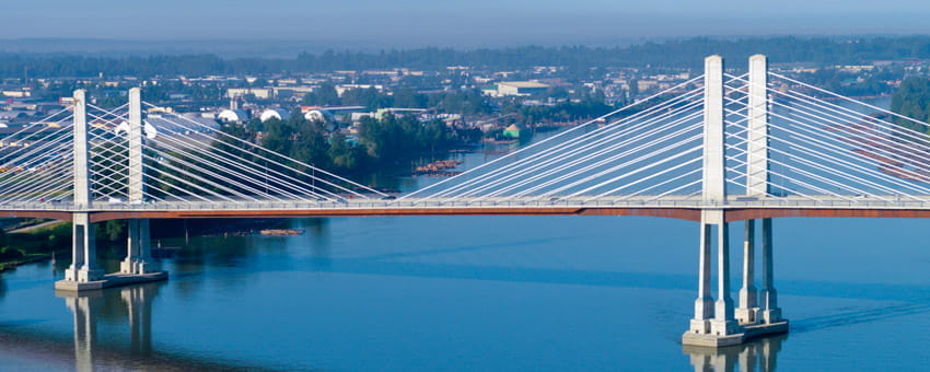 View of Golden Ears Bridge from the east looking west