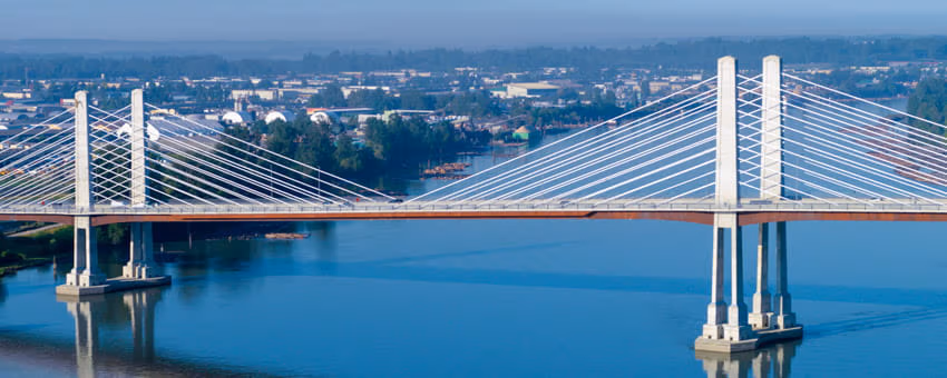 View of Golden Ears Bridge from the east looking west