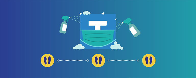 The Transit T icon being disinfected with floating cleaner bottles