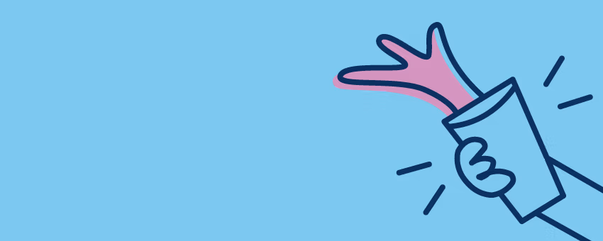 An illustration of a coffee cup accidentally slipping from someone's grasp.