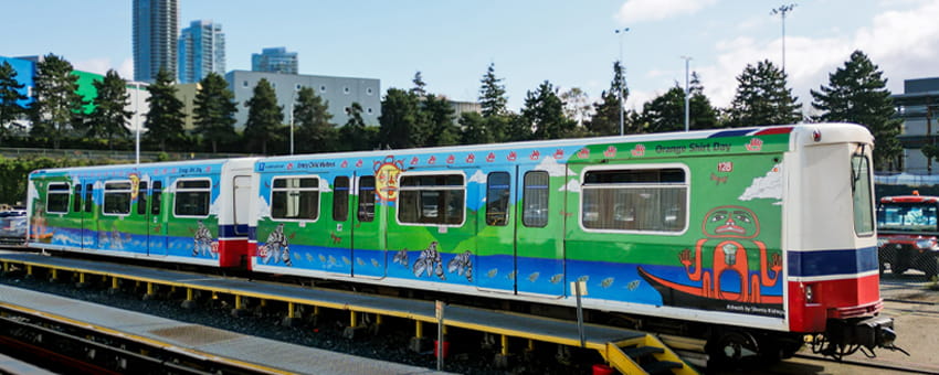 Truth and Reconciliation train wrap on a Mark I SkyTrain