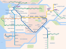 Basic map of frequent transit service in Metro Vancouver
