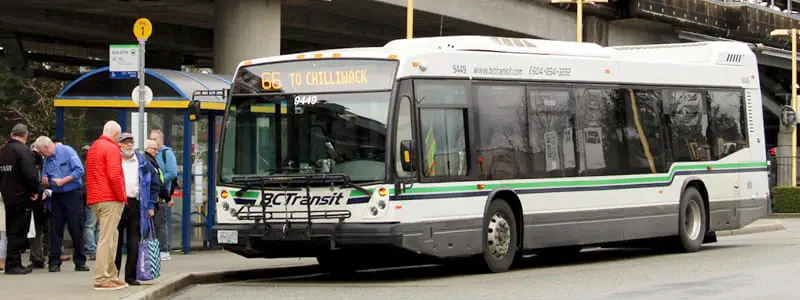 The 66 Fraser Valley Express bus at Lougheed Station