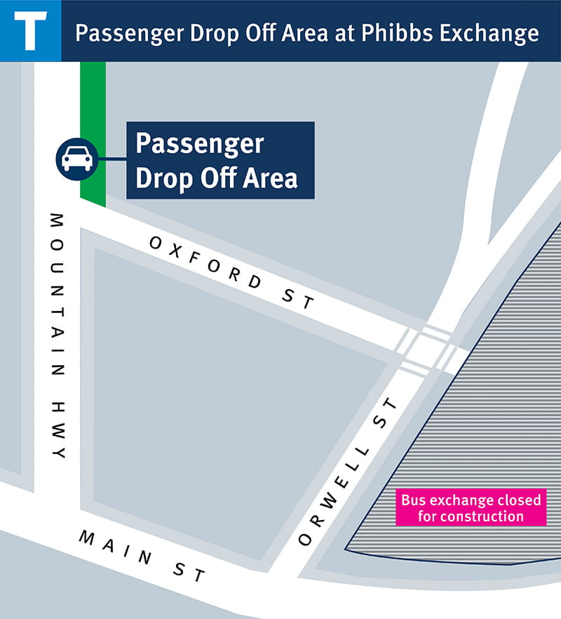 Phibbs Exchange Passenger Drop off map