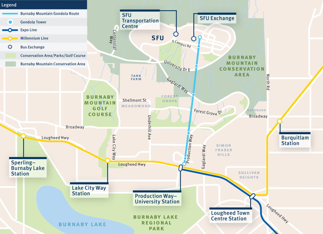 Burnaby Mountain Gondola Option 1 route map