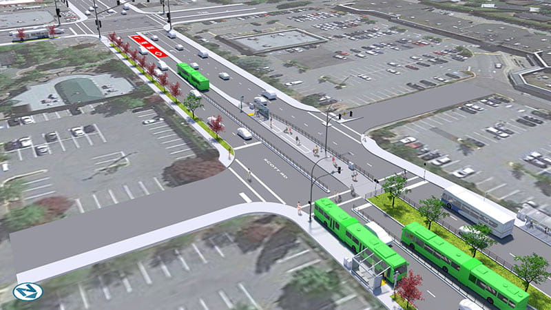 Rendering of R6 RapidBus on Scott Road
