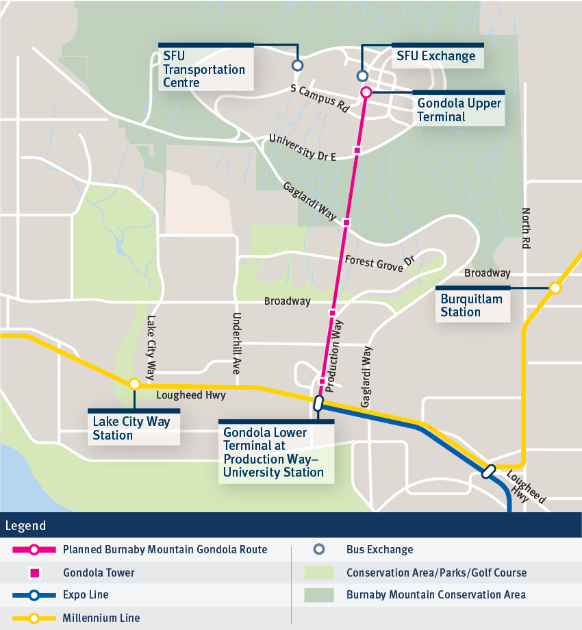 Burnaby Mountain Gondola Option 1 route map