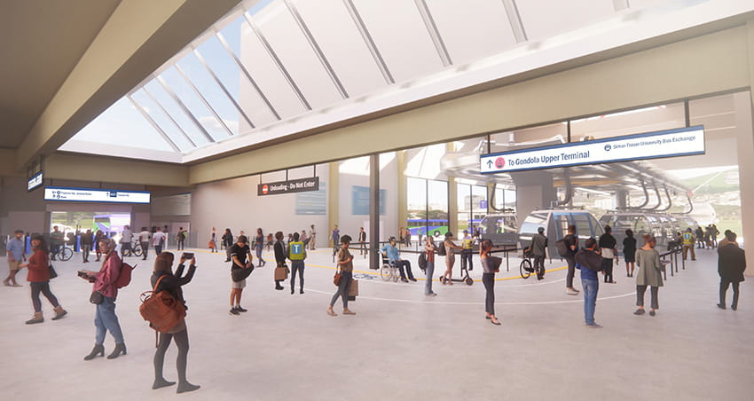 Concept rendering of the lower terminal for the proposed Burnaby Mountain Gondola