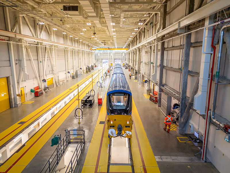 Mark V train in the maintenance facility