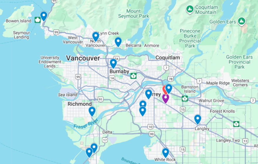 Map of Bus Stop Lighting Program locations