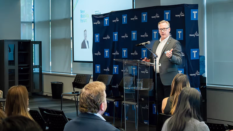 TransLink's Kurt Pregler speaking at the 2026 New Mobility Forum