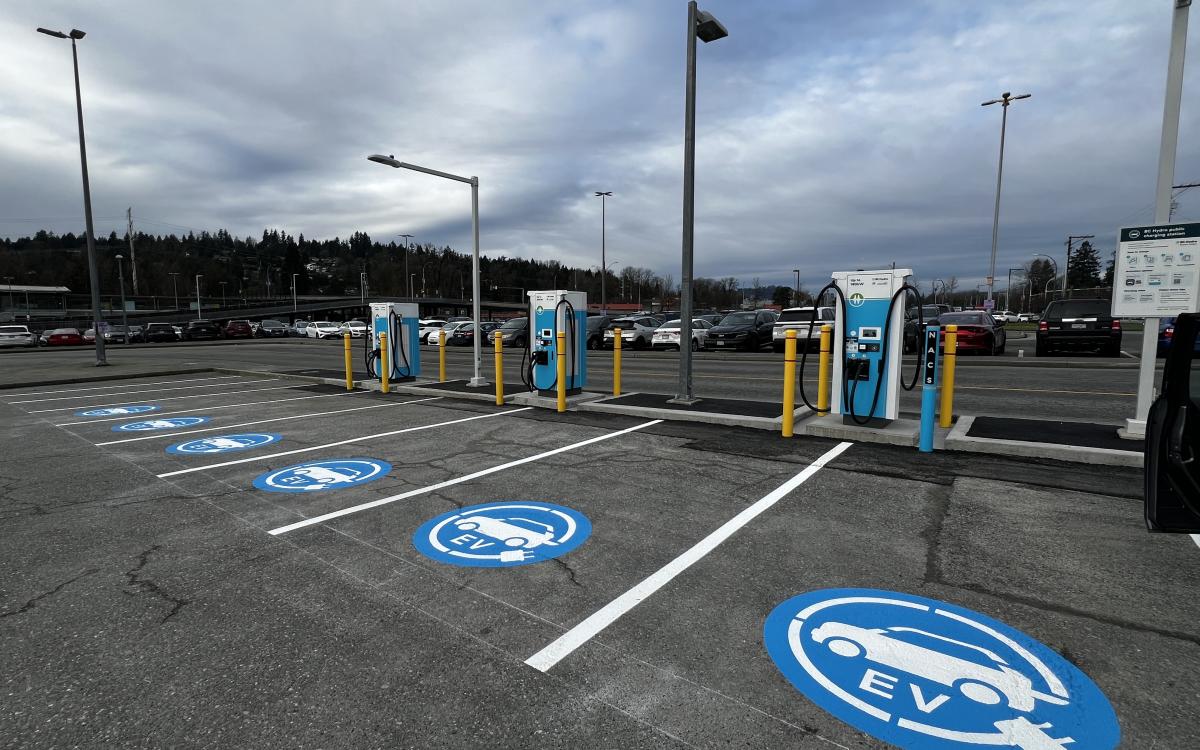 The new electric charging stations at Coquitlam Central Park & Ride