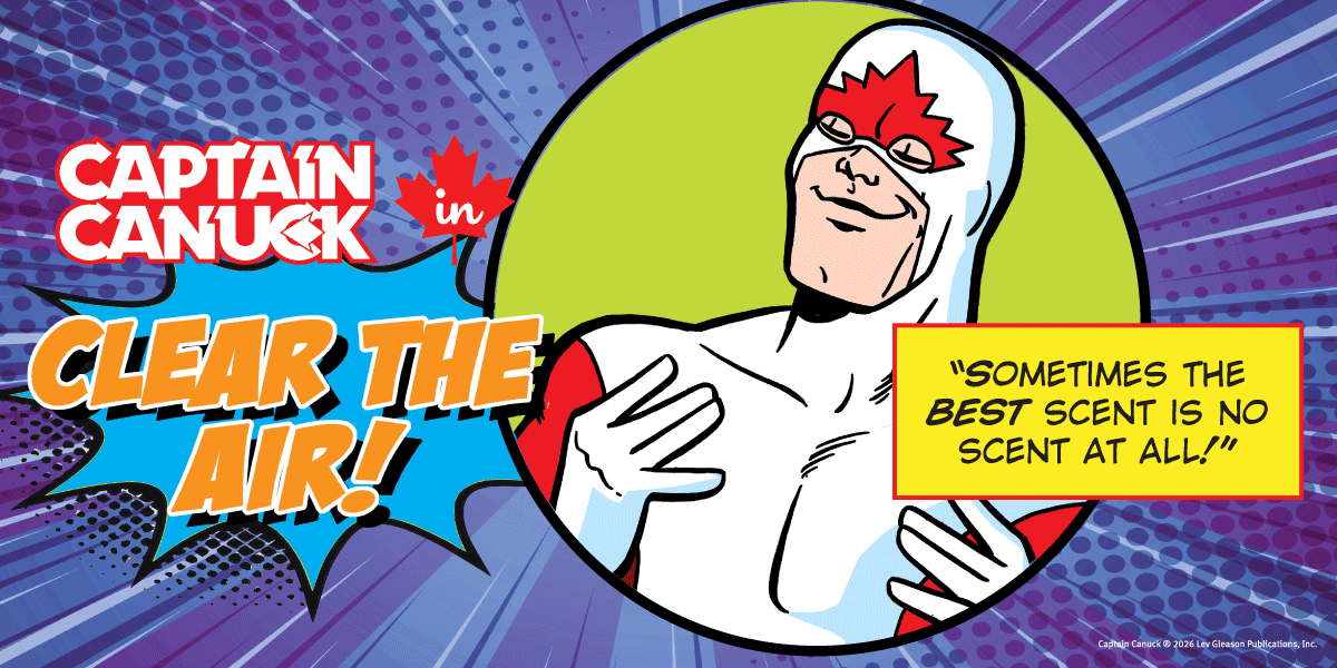 Captain Canuck illustration about not using scented products
