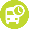 Bus with overlaid clock icon