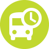 Bus with overlaid clock icon