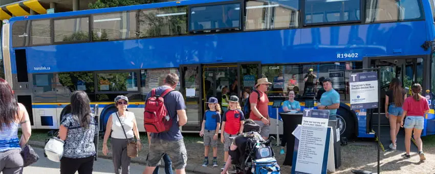 TransLink booth at PNE with double decker bus