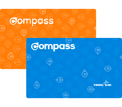 An illustration of the orange Concession Compass Card and the blue Adult Compass Card.