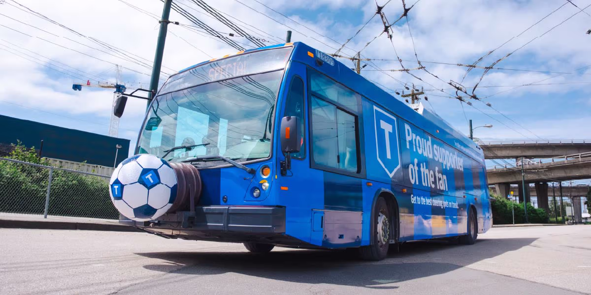 Introducing the SoccerBus, eight buses wrapped in TransLink World Cup motif with soccer ball noses