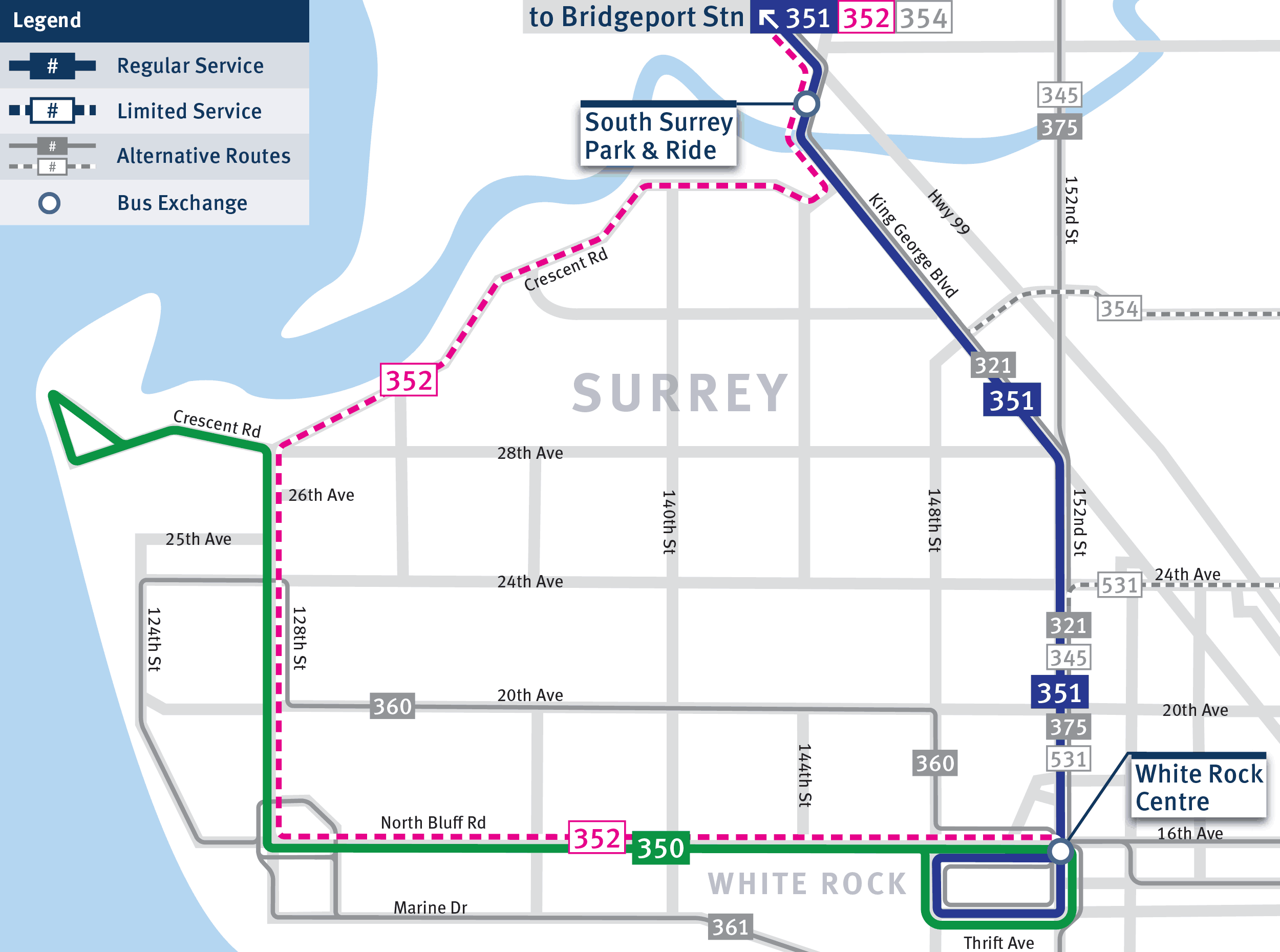 Map of Route 350, 351, and 352