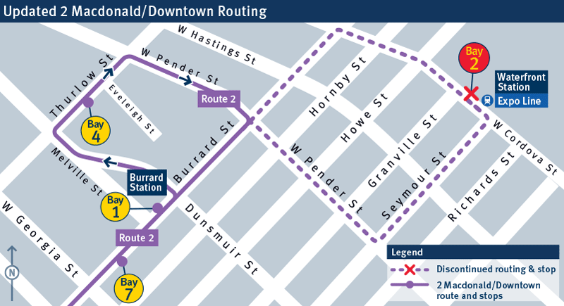 Map of Updated 2 Macdonald/Downtown Bus Routing