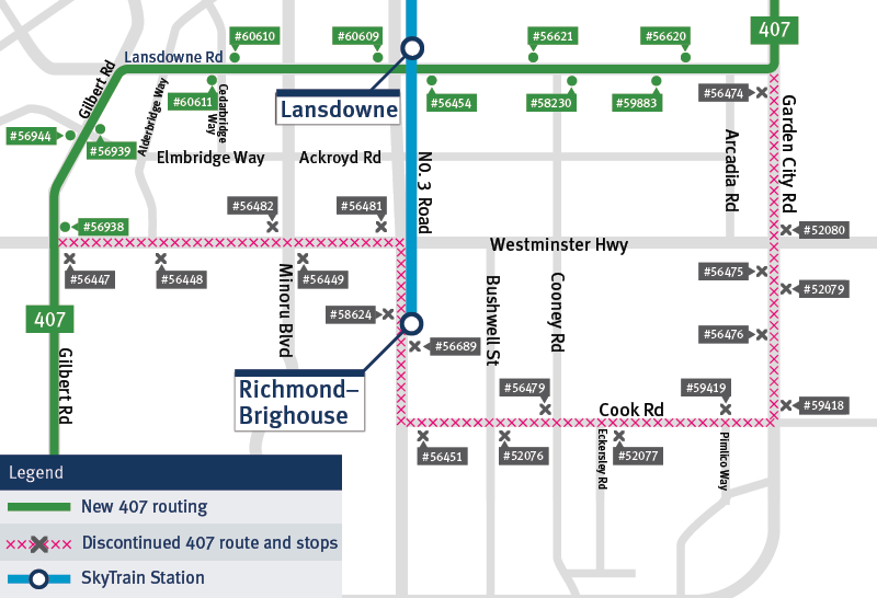 Spring Service Change map - route 407 details
