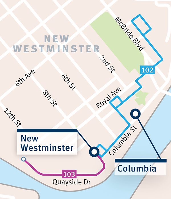 Fall Service Change map - route 103