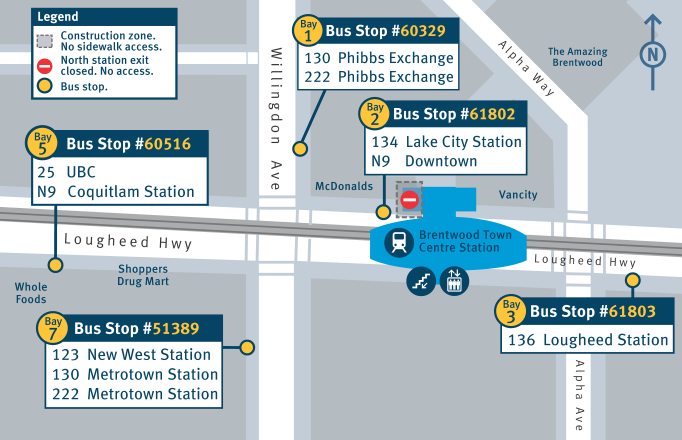 Brentwood Bus Bays map