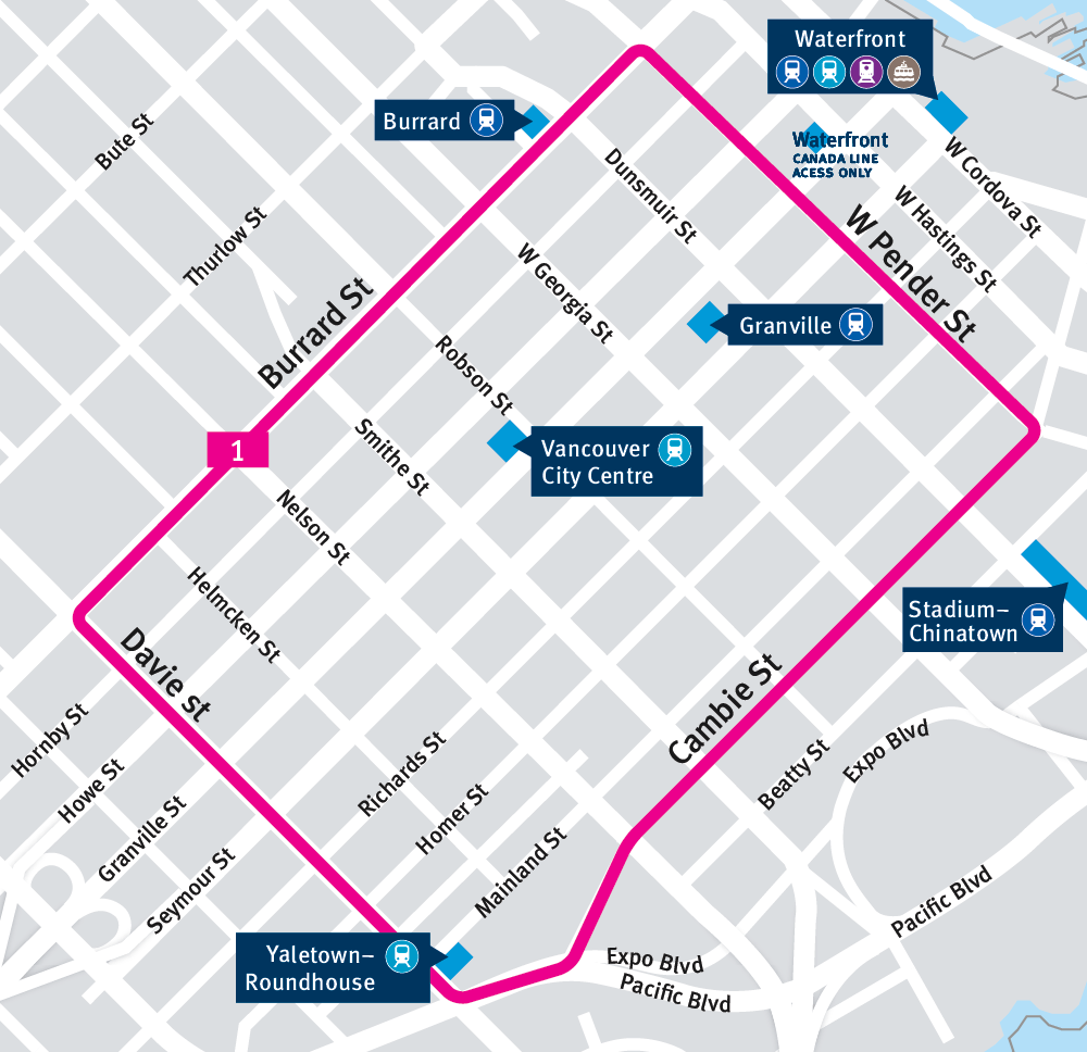Map of route 1 service changes