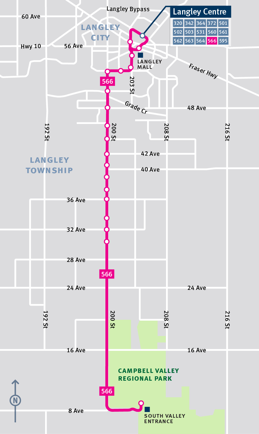 Map of route 566 service changes