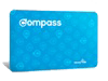 a blue adult compass card