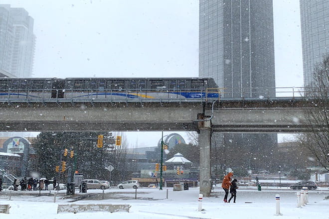 SkyTrain in snow