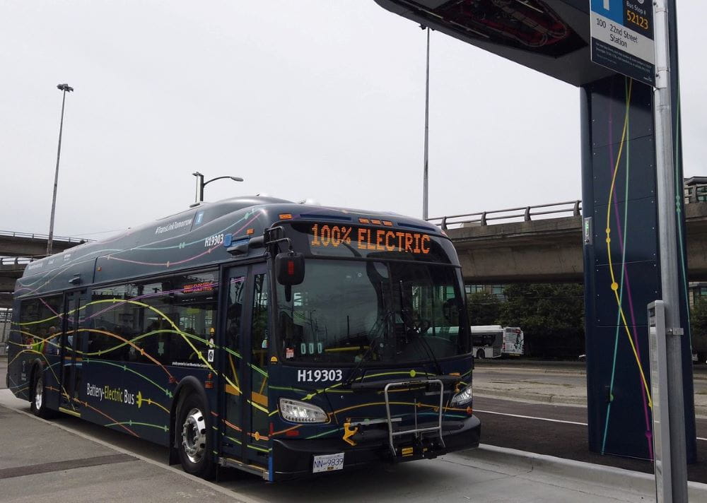 TransLink battery-electric bus at charging station