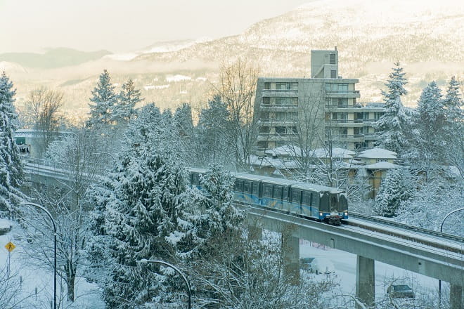 SkyTrain in snow