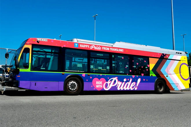 Vancouver PrideBus 2022 bus wrap design