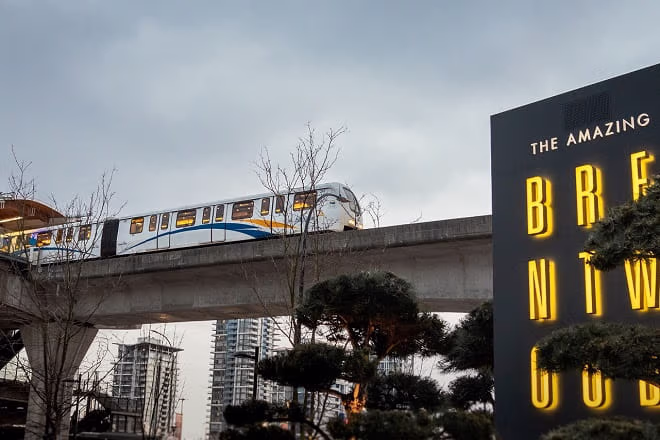 SkyTrain departing Brentwood Station