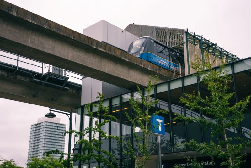 Scott Road SkyTrain Station view from street level