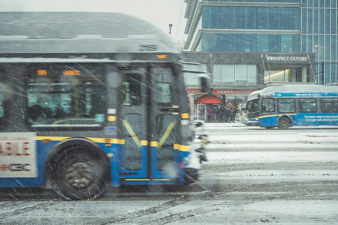 Bus driving in winter