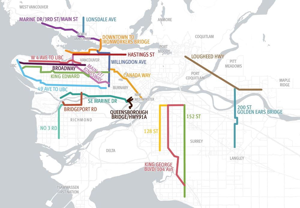 TransLink's top 20 corridors for bus priority